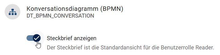 Der Screenshot zeigt den Umlegeschalter "Steckbrief für diesen Diagrammtyp anzeigen".