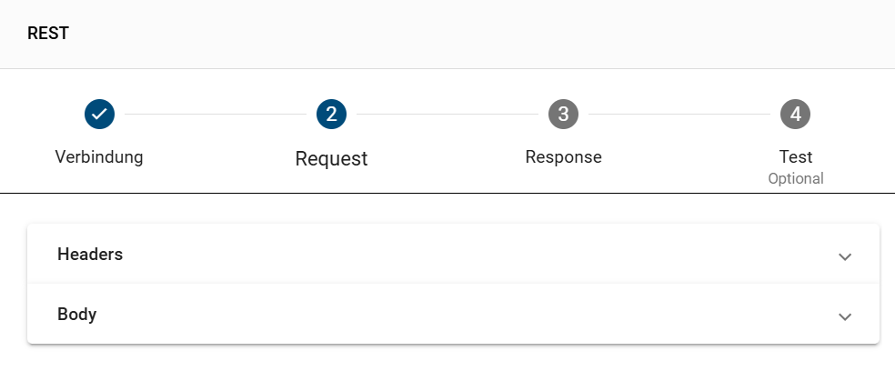 Der Screenshot zeigt das Konfigurieren des "Requests".