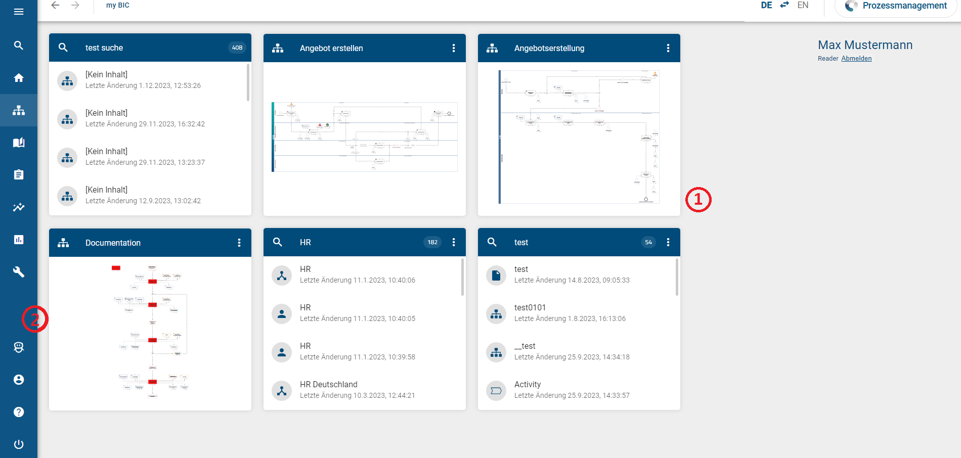 Hier wird der Willkommensbildschirm der neuen Benutzeroberfläche angezeigt.