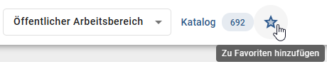 In der Kopfleiste wird neben dem Namen der Katalogliste die Schaltfläche "Als Favorit markieren" mit dem Bereich in Sternform angezeigt.