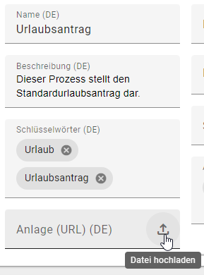 Hier ist der Button zum Hochladen von Dateien im Übersetzungsmodus gezeigt.