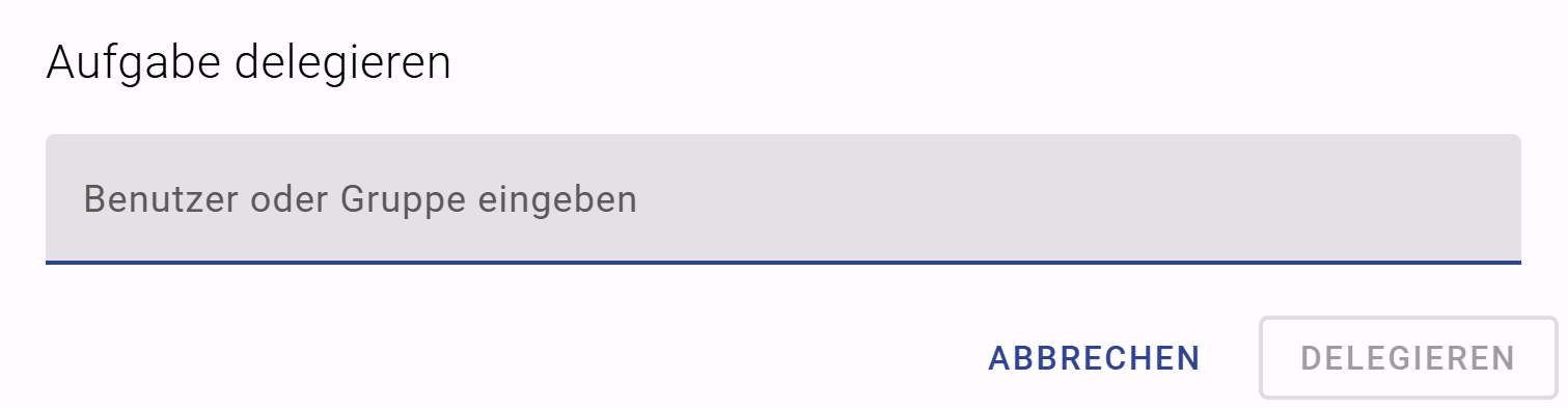 Der Screenshot zeigt den Dialog in dem Sie Benutzer oder Benutzergruppen auswählen können denen Sie die Aufgabe delegieren wollen.