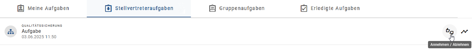 Dieser Screenshot zeigt das Übernehmen einer Aufgabe als Stellvertreter.