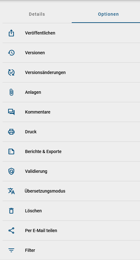 Hier werden die Optionen in der Diagrammansicht gezeigt.