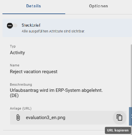 Dieser Screenshot zeigt die Schaltfläche "URL kopieren".