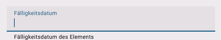 Der Screenshot zeigt den Eintrag "Fälligkeitsdatum" in den Details unter dem Eintrag "Eigentümer".