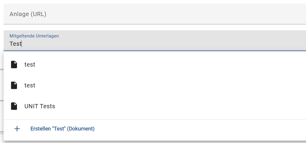 Der Sceenshot zeigt die Vorschläge für bereits bestehende Katalogeinträge.