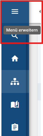 Der Screenshot zeigt, wie Sie mit einem Klick auf das oberste Icon das Seitenmenü erweitern können.