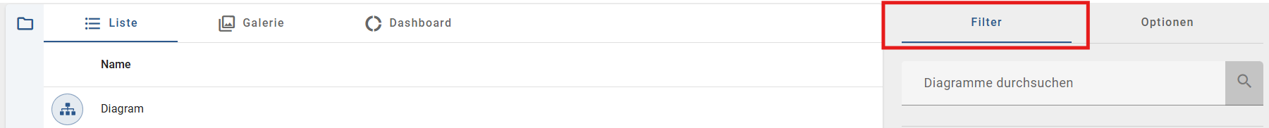Der Screenshot zeigt den Filter in der rechten Seitenleiste.