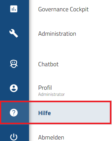 Hier wird der Menüpunkt "Hilfe" und seine Optionen gezeigt.