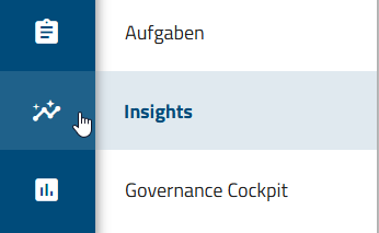 Der Screenshot zeigt den Menüeintrag "Insights" in der linken Menüleiste.