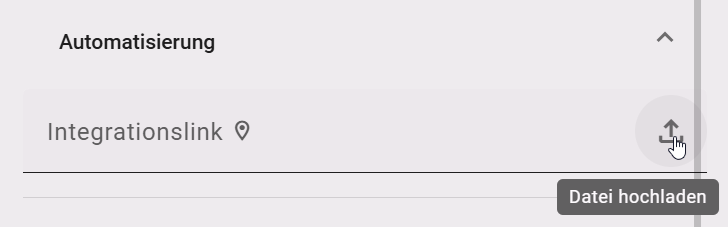 Der hier gezeigte Screenshot zeigt das Attribut "Integrationslink" in den Details eines Applikationsobjekt.