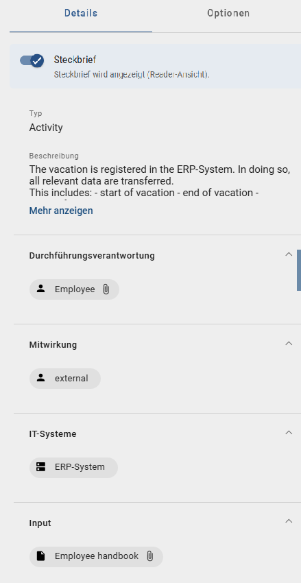 Der Screenshot zeigt die Eigenschaften des Diagramms in der Prozessausführung.