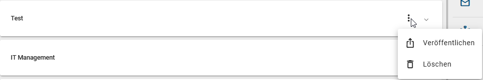 Der Screenshot zeigt die Option einen vorhanden Kontext zu veröffentlichen.