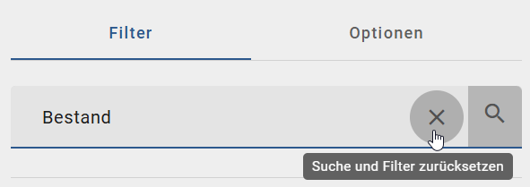 Der Screenshot zeigt das Symbol "Suche löschen".