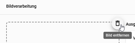 Der Screenshot zeigt die Möglichkeit ein Bild zu entfernen.