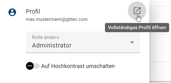 Hier wird das Kurzprofil eines Benutzers angezeigt.