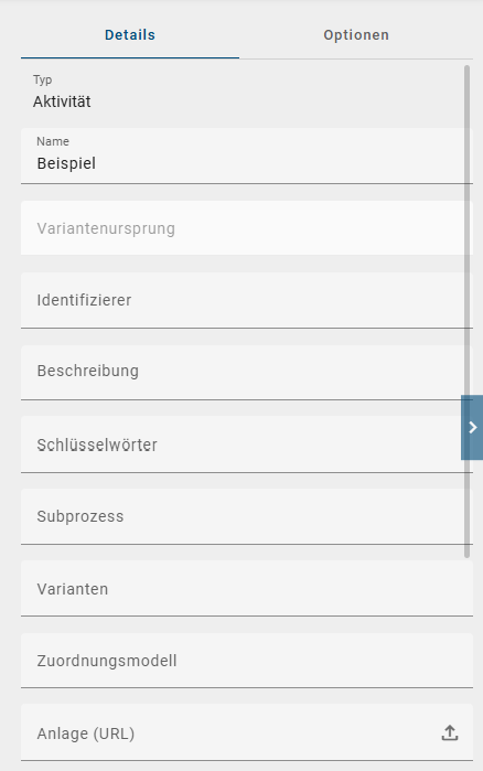 Dieser Screenshot zeigt die geöffnete Attributleiste eines Diagramm.