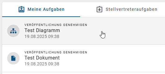 Hier wird das Auswählen einer Aufgabe gezeigt.