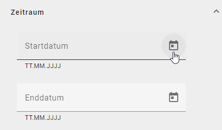 In diesem Screenshot ist das Kalender Icon des Filters "Startdatum" abgebildet.